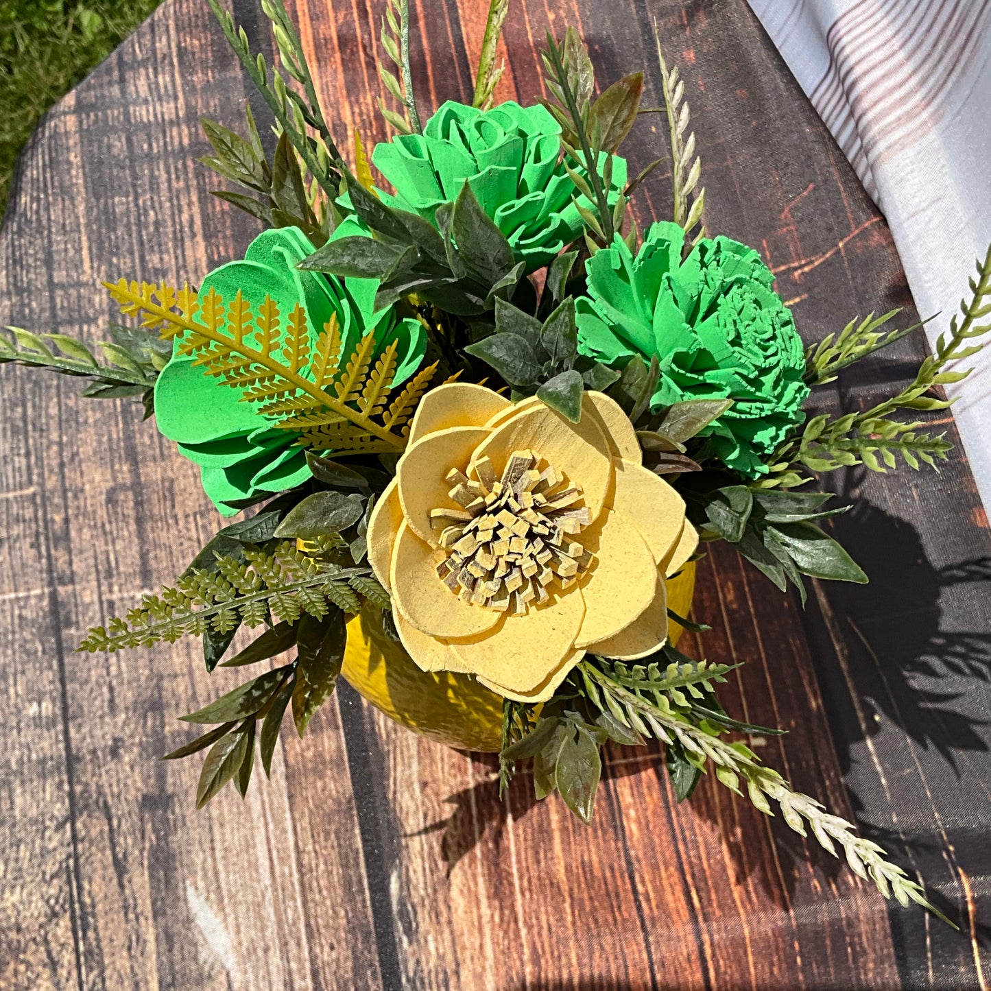 Lemon Delight Wooden Floral Arrangement
