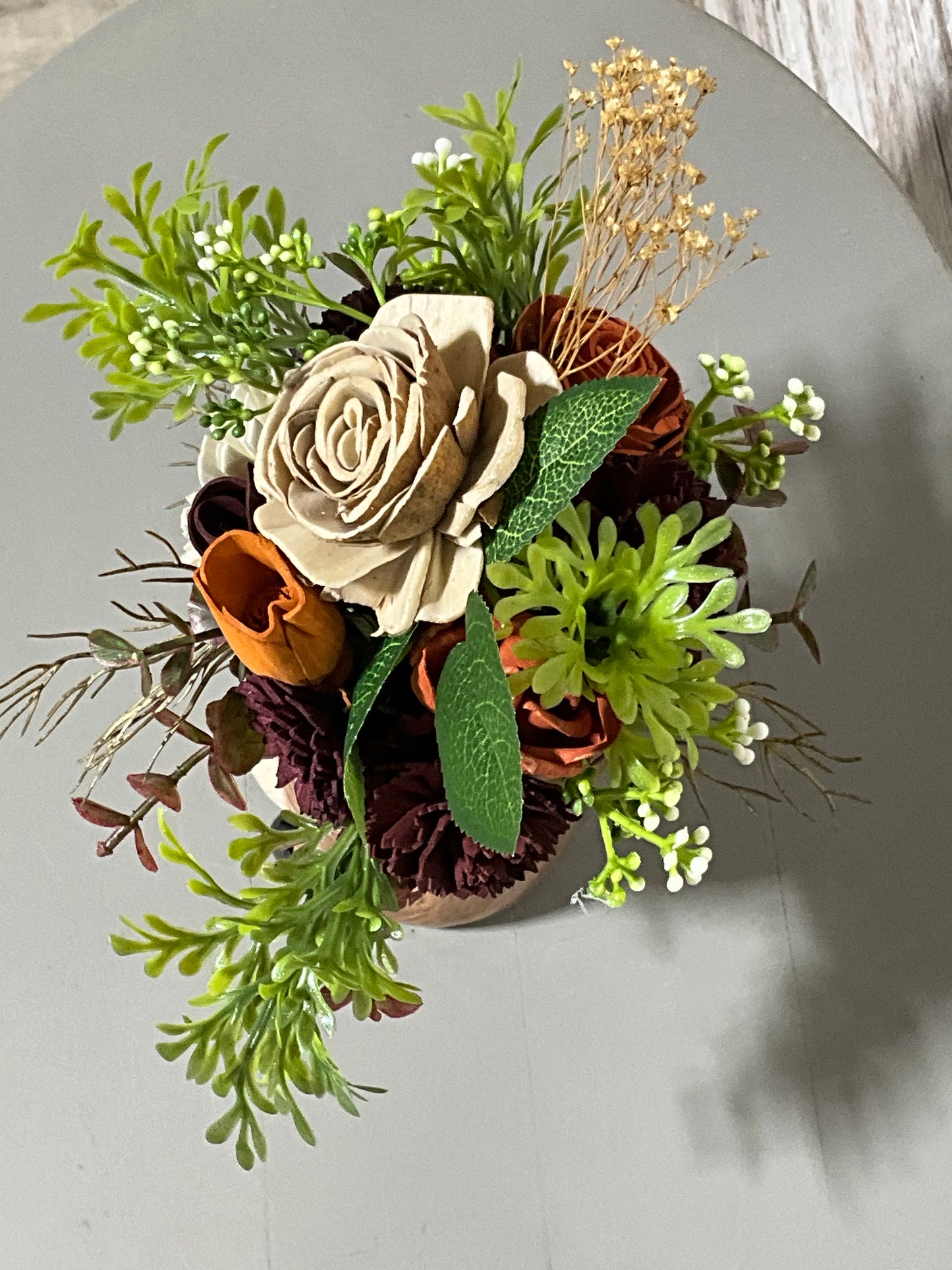 Sweet Cow Ceramic Planter Wooden Flower Arrangement - Rustic Farm Country Décor