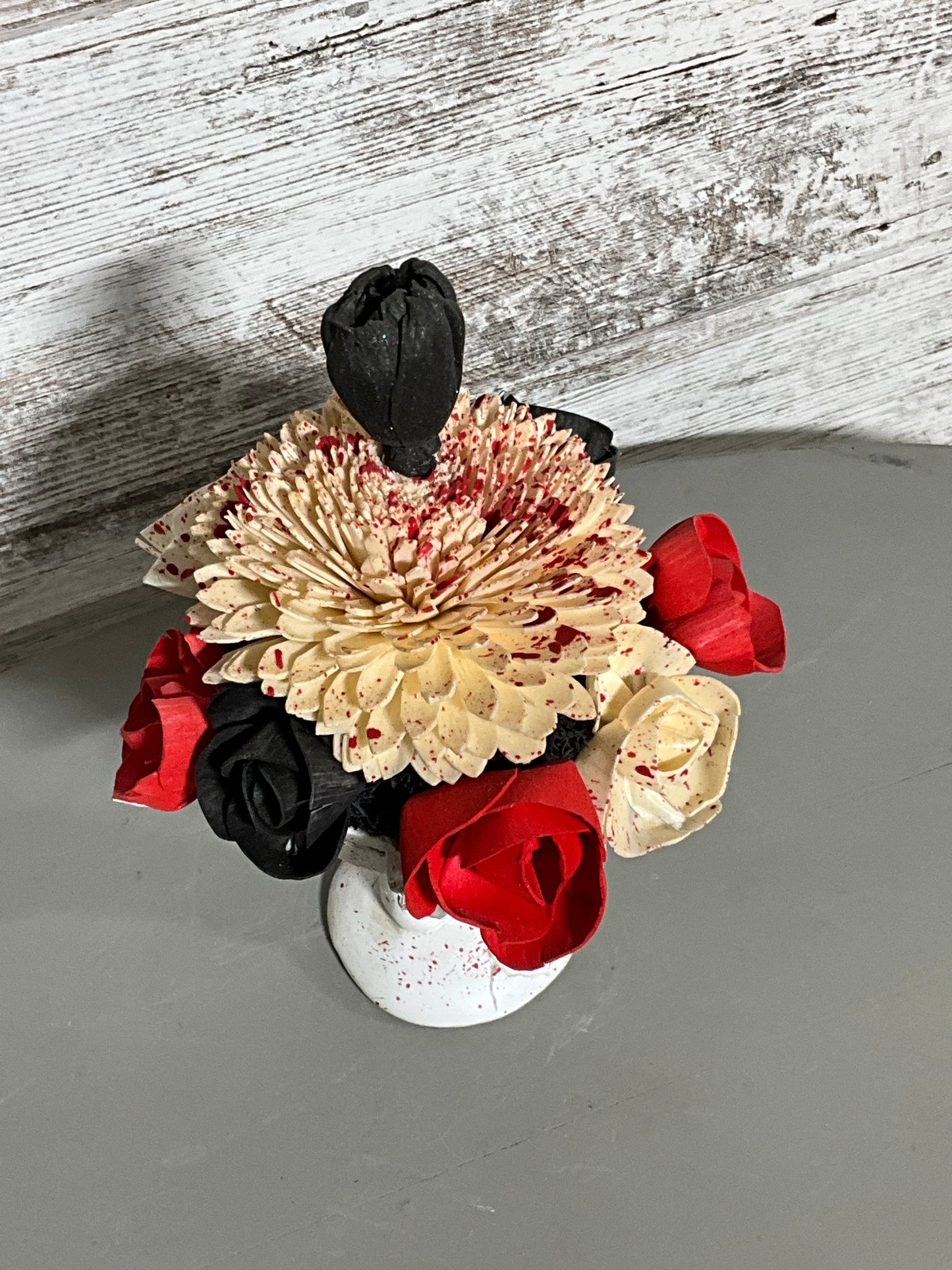 Gothic Elegance Blood Splatter Chalice
Wooden Arrangement | Gothic Home Decor