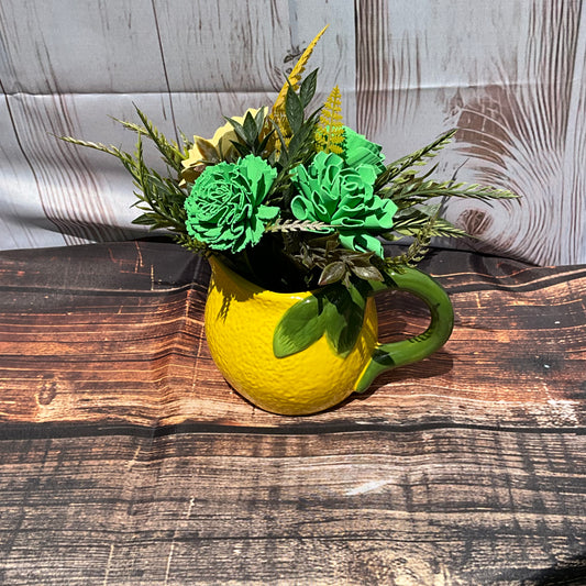 Lemon Delight Wooden Floral Arrangement