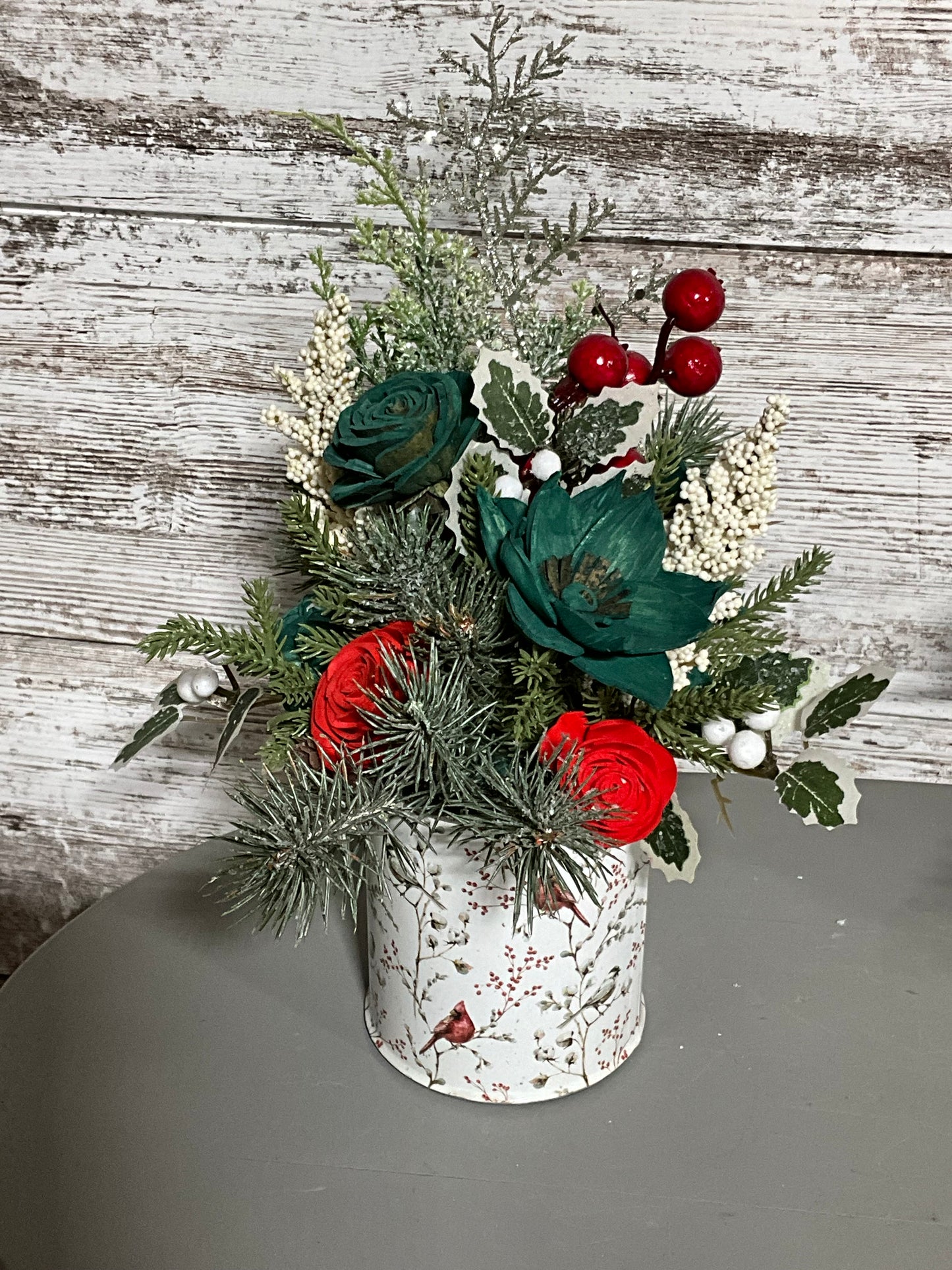 Cardinal Christmas Sola Wood Floral Arrangement