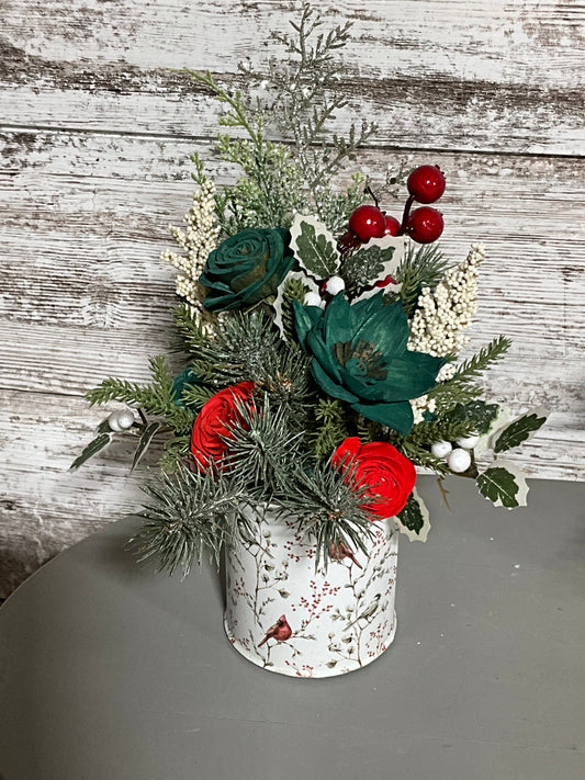 Cardinal Christmas Sola Wood Floral Arrangement