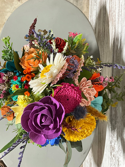 Market Blooms Wooden Flower Arrangement