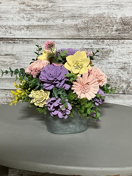 Spring Pastel Garden | Wooden Flower Arrangement