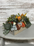 Autumn Harvest Wooden Box Arrangement | Fall Centerpiece Decor