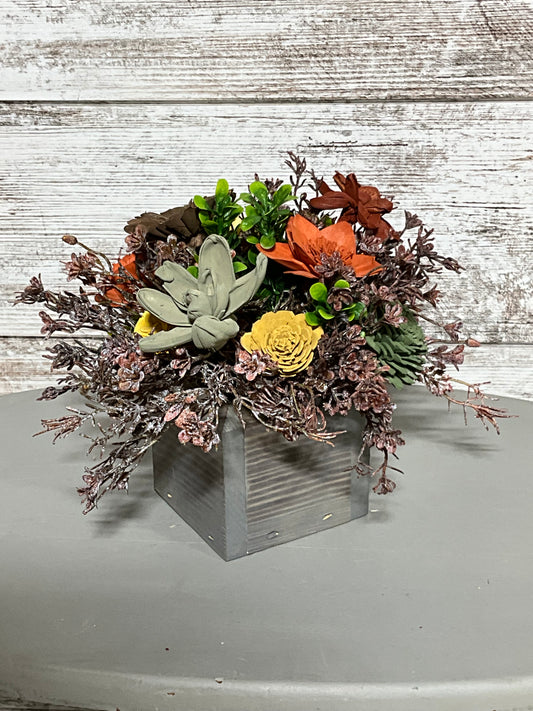 Desert Bloom Succulent Wooden Arrangement | Modern Farmhouse Decor