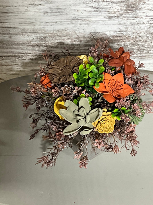 Desert Bloom Succulent Wooden Arrangement | Modern Farmhouse Decor