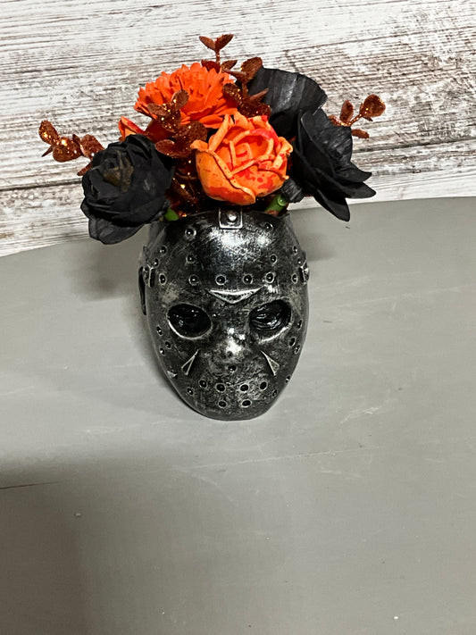 Friday 13th Horror Mask Planter Halloween Decor | Slasher Movie Flowers