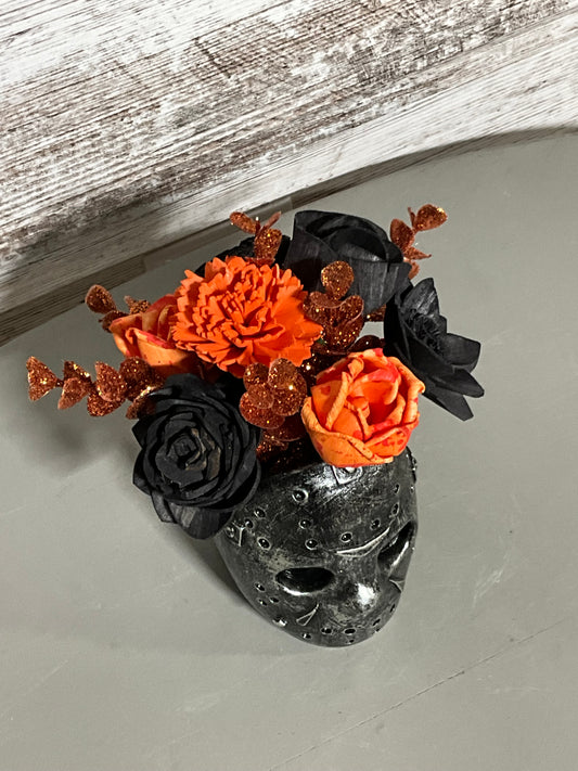 Friday 13th Horror Mask Planter Halloween Decor | Slasher Movie Flowers