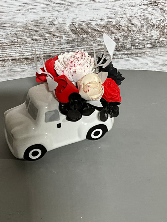 Halloween Hearse Floral Arrangement | Unique Spooky Vehicle Planter