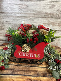 Merry Christmas Sleigh - Rustic Holiday Centerpiece