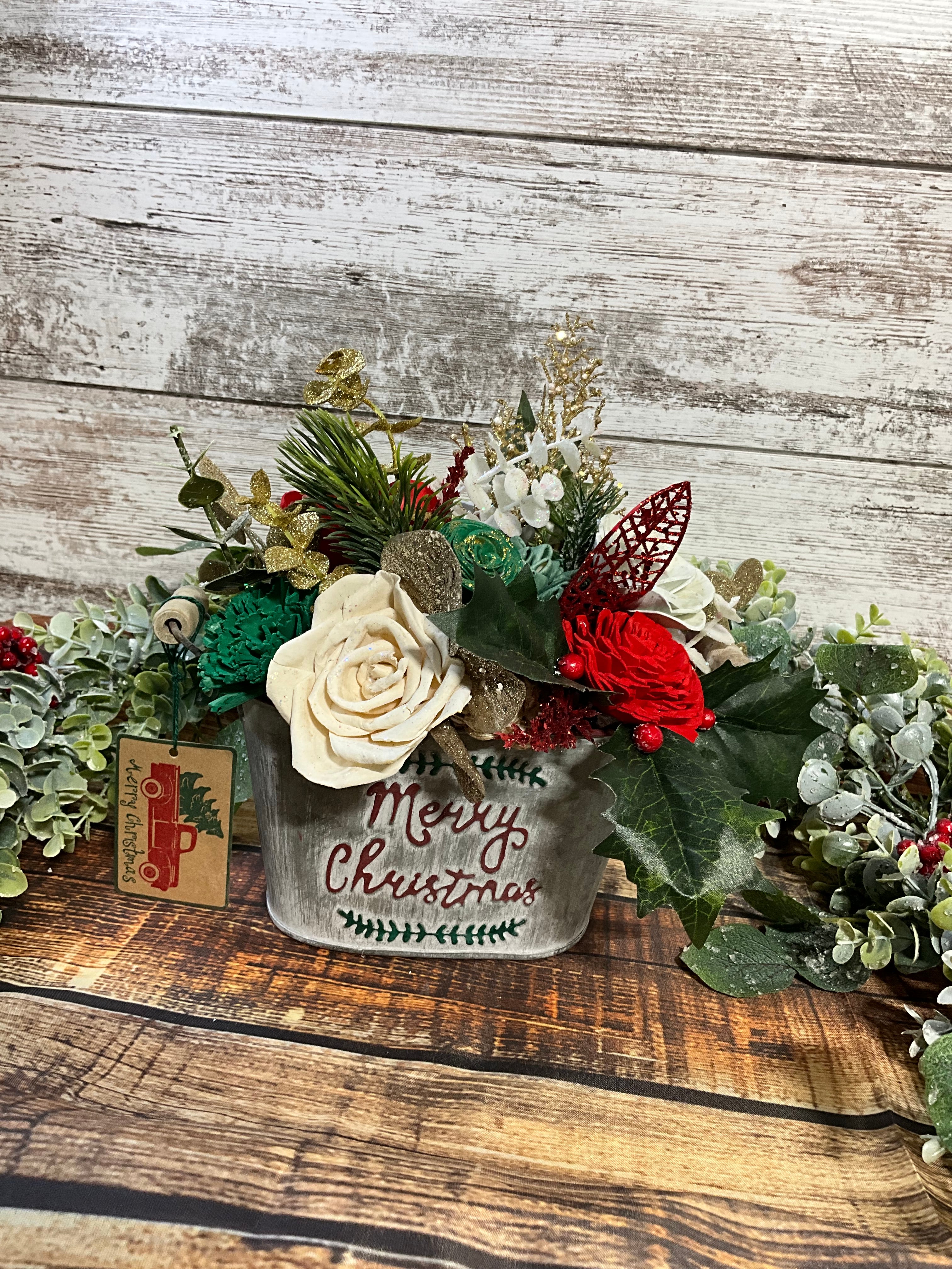 Classic Christmas Elegance - Red, White & Emerald Centerpiece