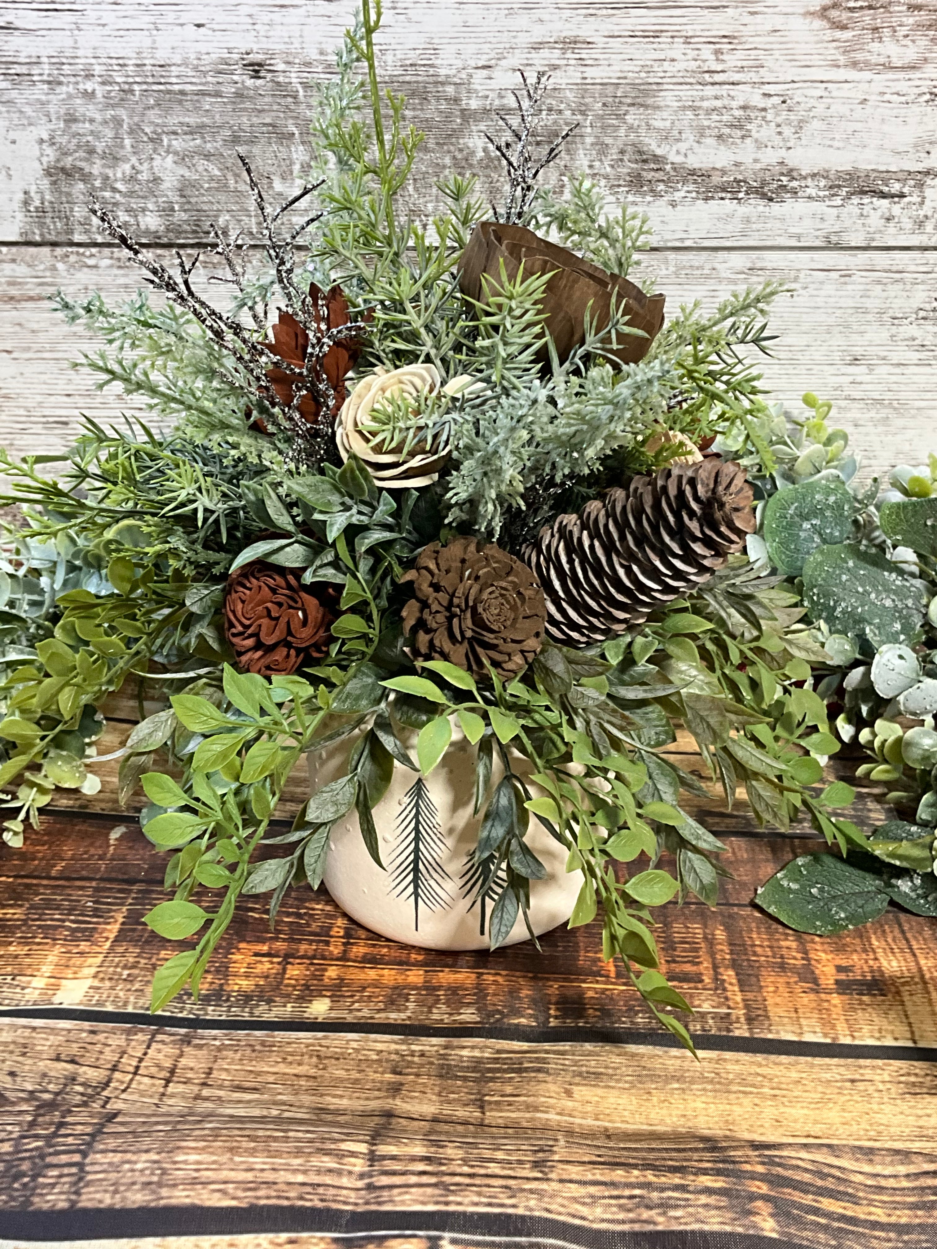 Nature’s Bliss- Handcrafted Sola Wood Christmas Centerpiece