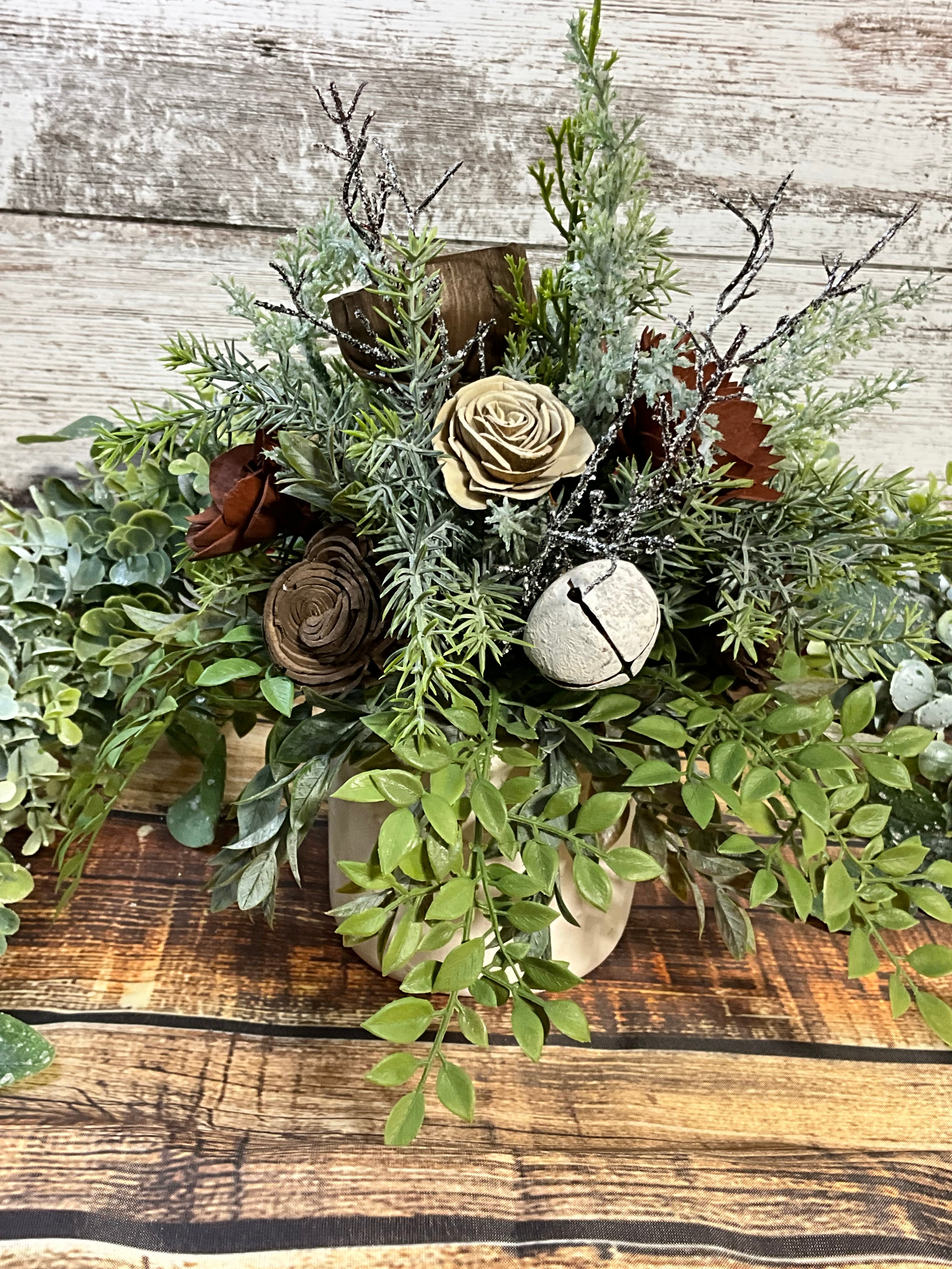 Nature’s Bliss- Handcrafted Sola Wood Christmas Centerpiece