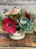 Merry Christmas Sola Wood Flower Arrangement in Festive Bowl