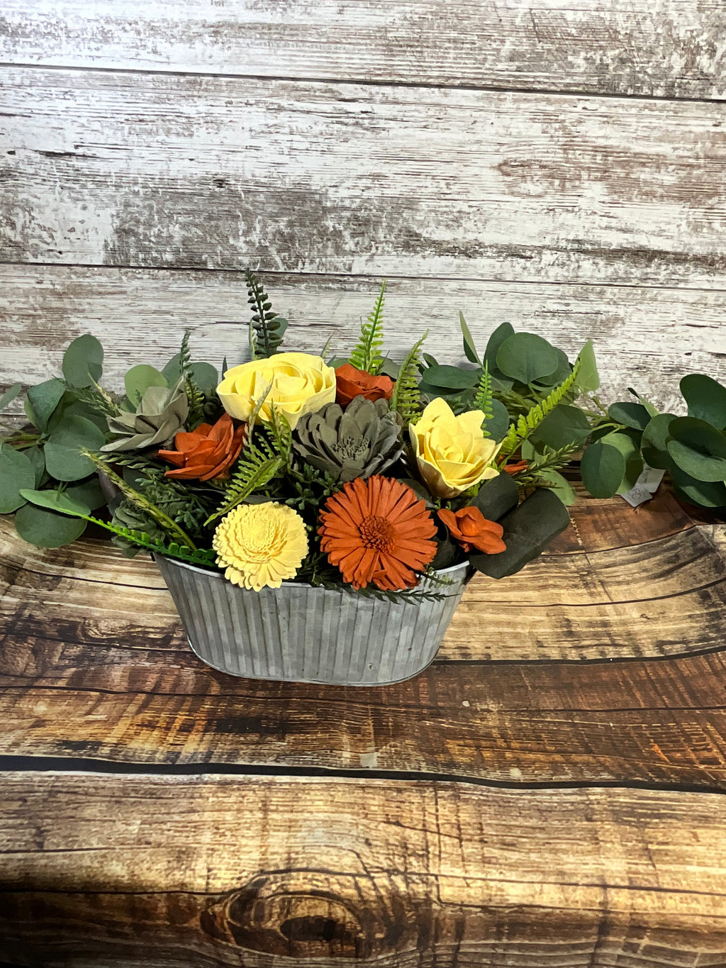 Autumn Harvest - Yellow & Orange Sola Wood Flower Centerpiece