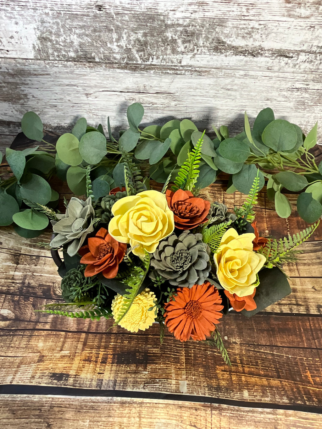 Autumn Harvest - Yellow & Orange Sola Wood Flower Centerpiece