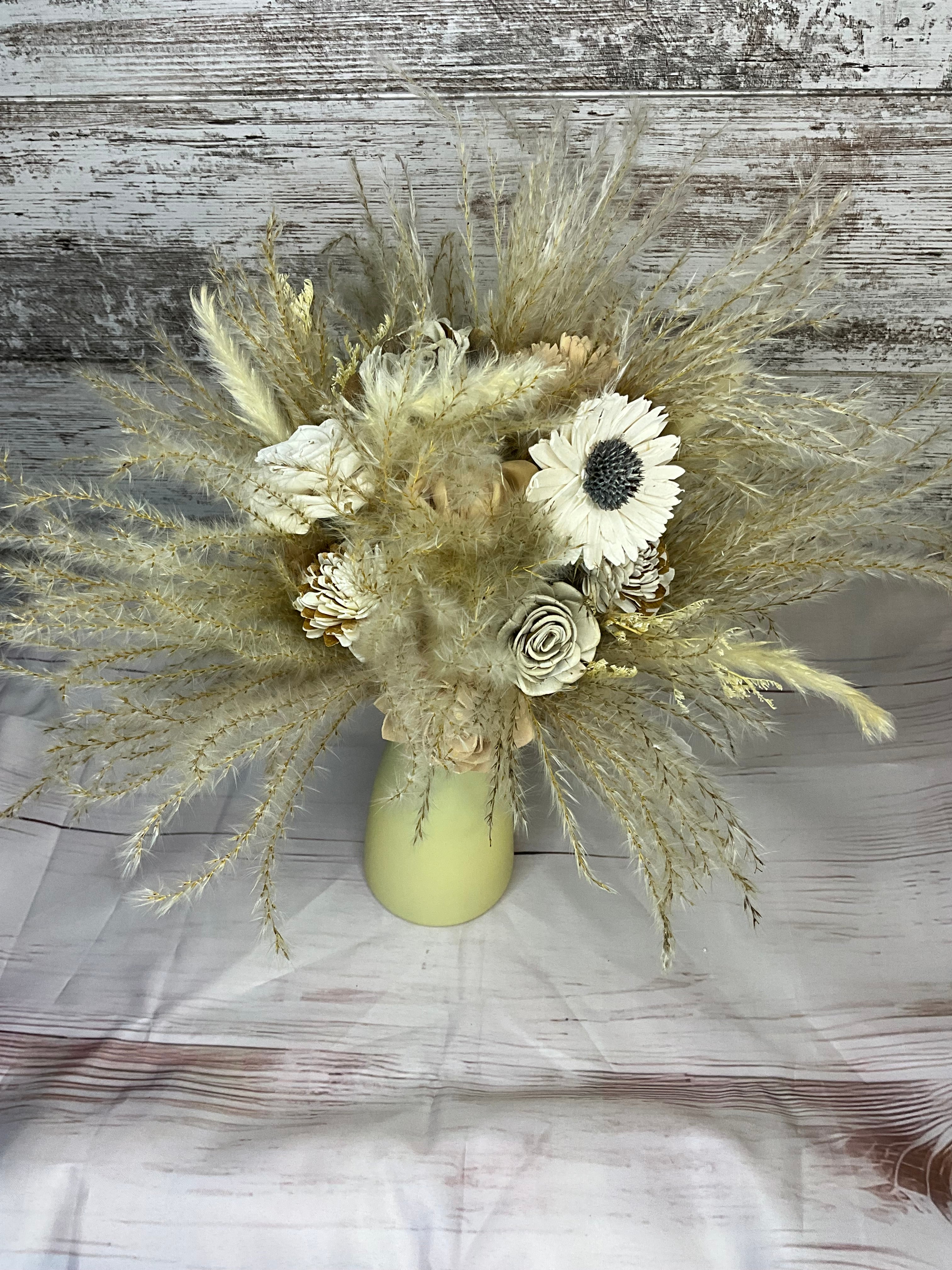 Neutral Boho Pampas & Sola Wood Flower Arrangement