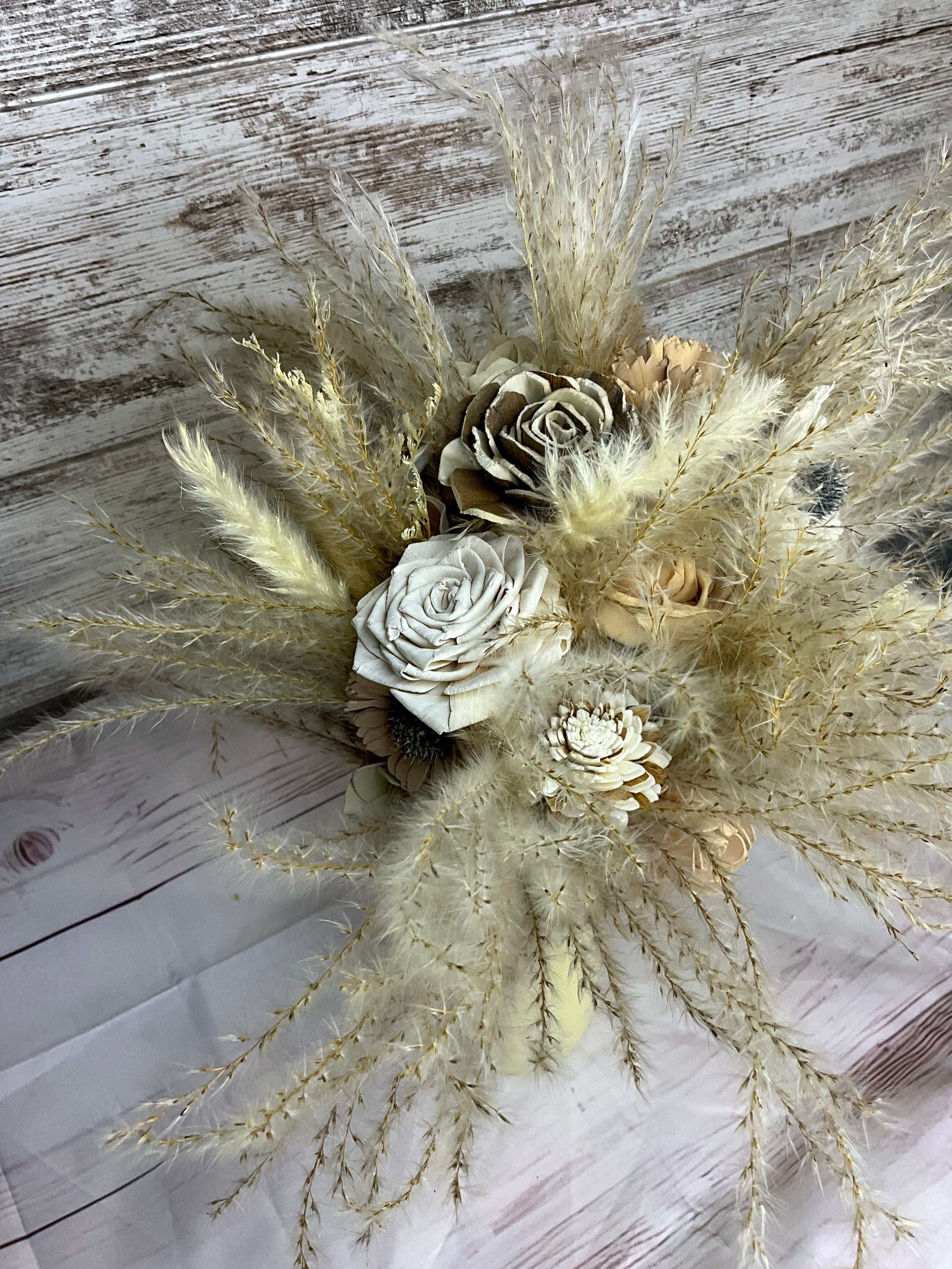 Neutral Boho Pampas & Sola Wood Flower Arrangement