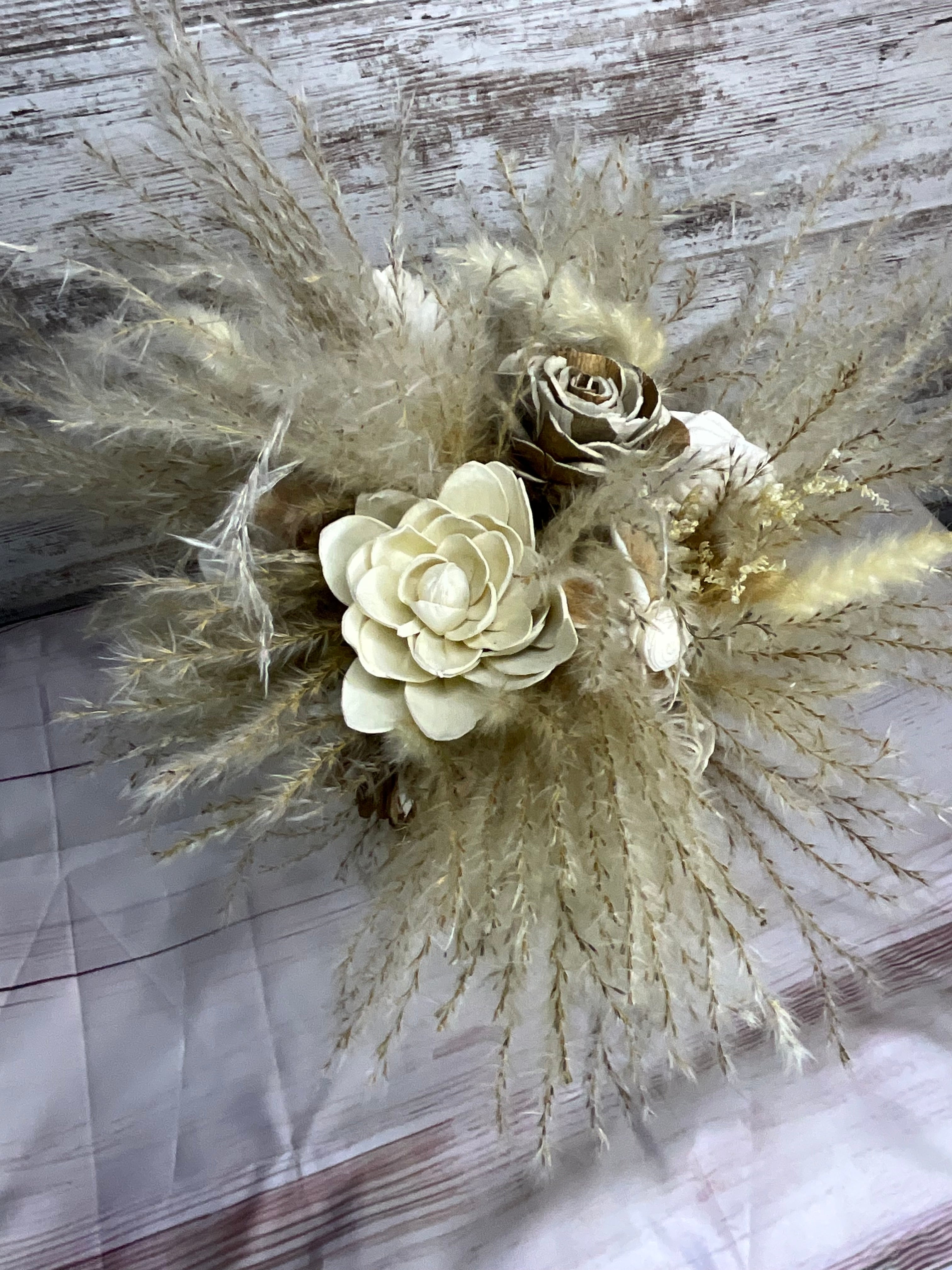 Neutral Boho Pampas & Sola Wood Flower Arrangement
