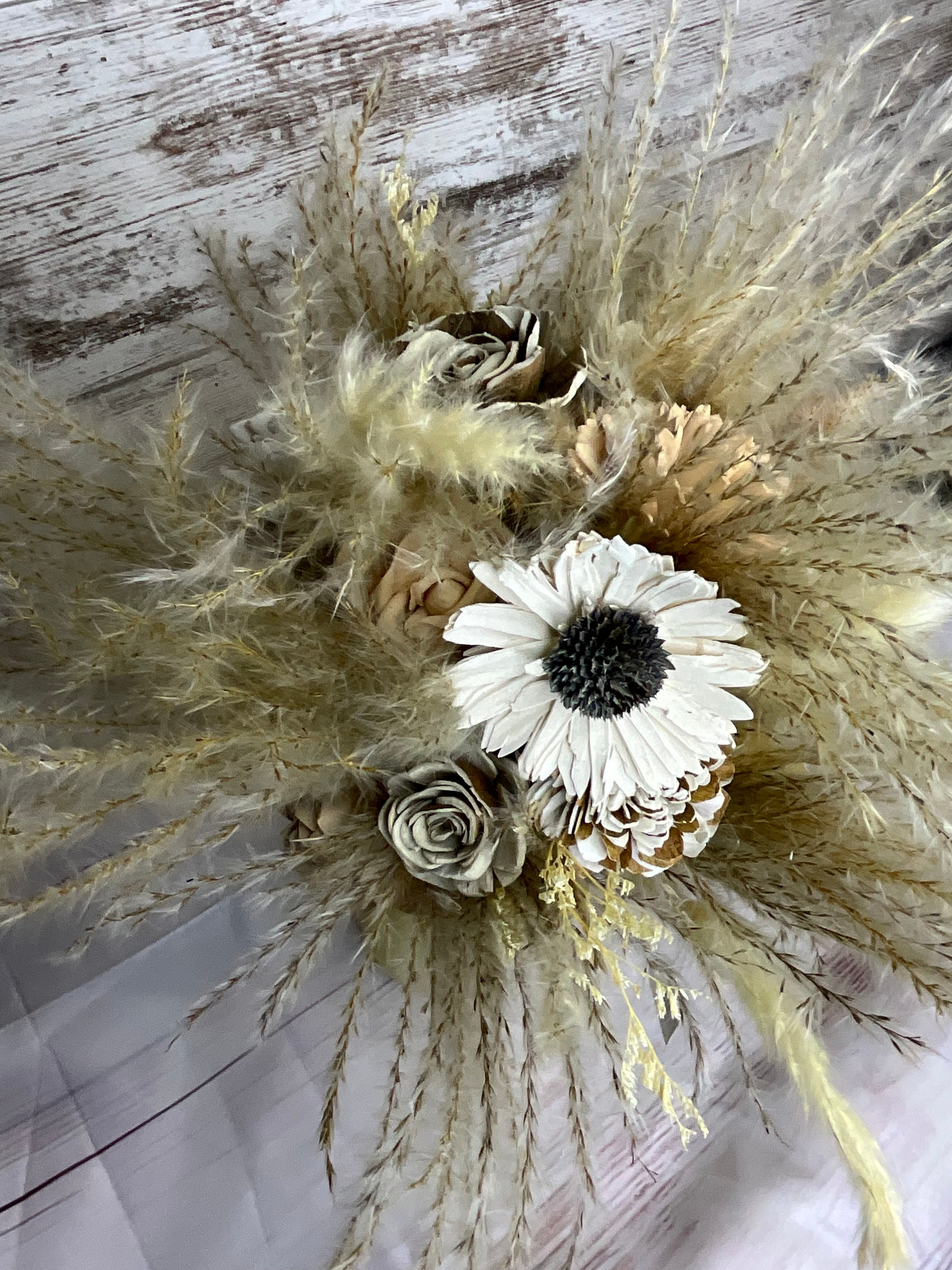 Neutral Boho Pampas & Sola Wood Flower Arrangement