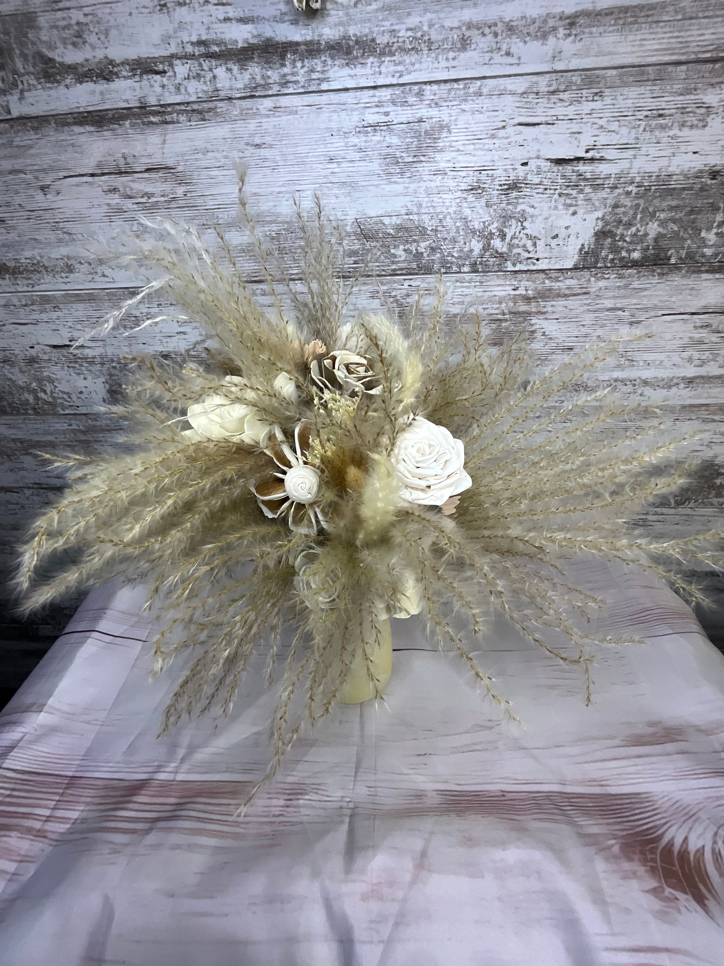 Neutral Boho Pampas & Sola Wood Flower Arrangement