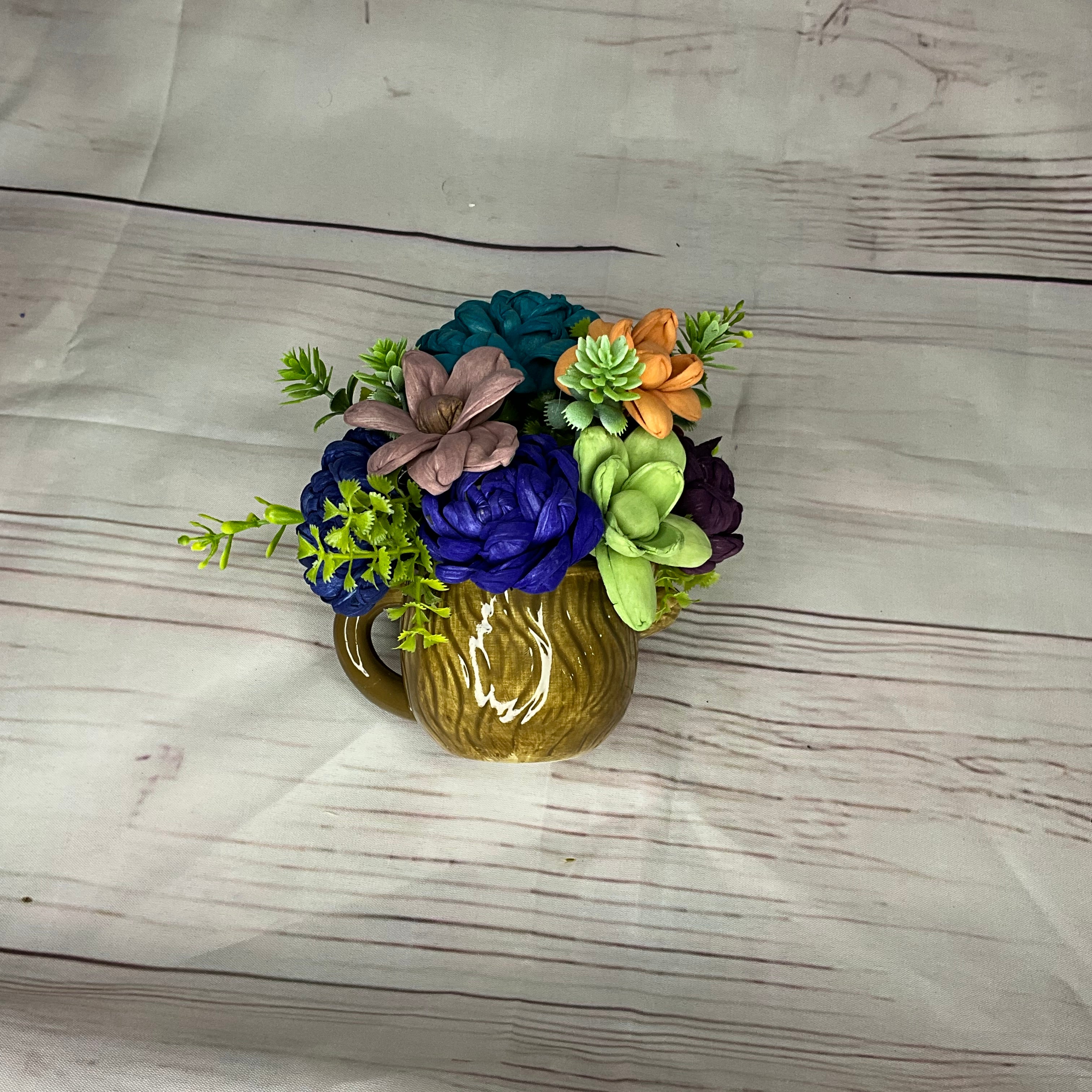 Ceramic Cow Mug Sola Wood Flower Arrangement