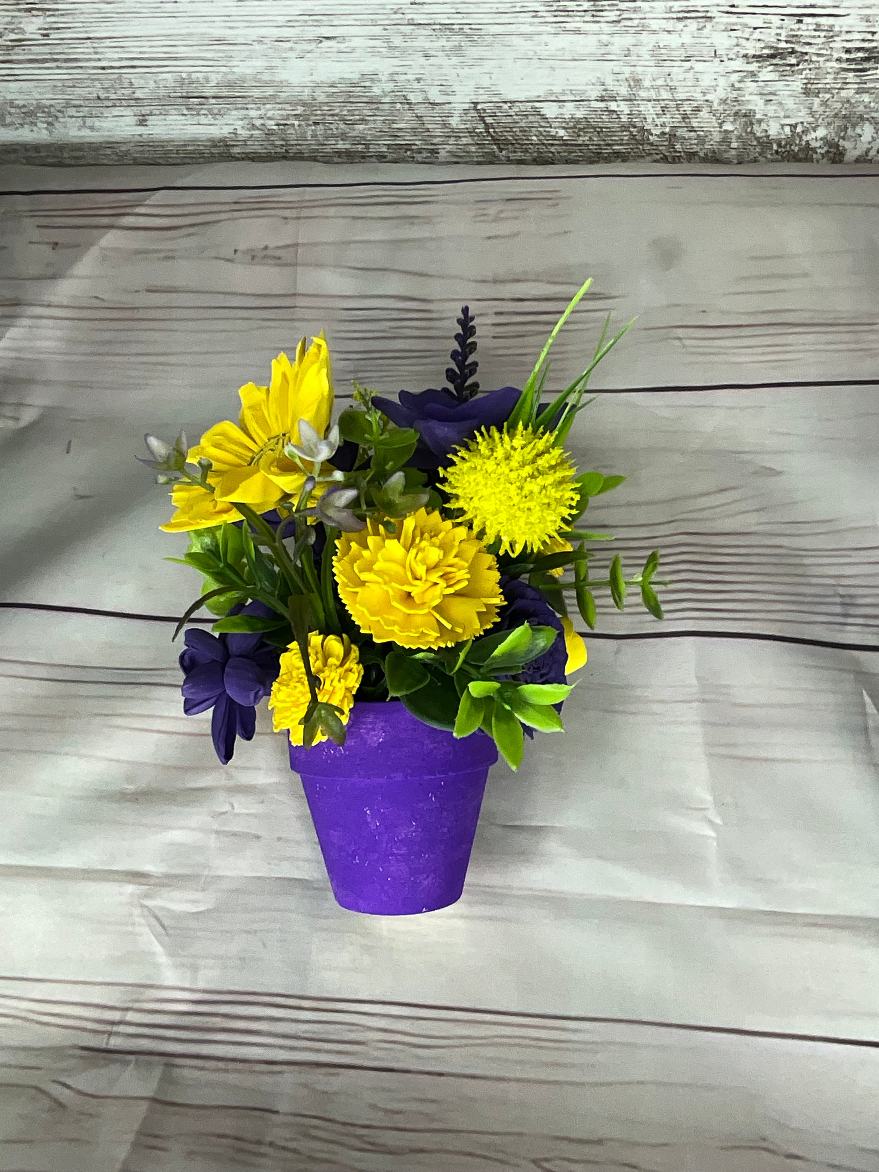 Sunshine & Lavender - Purple & Yellow Sola Wood Flower Arrangement
