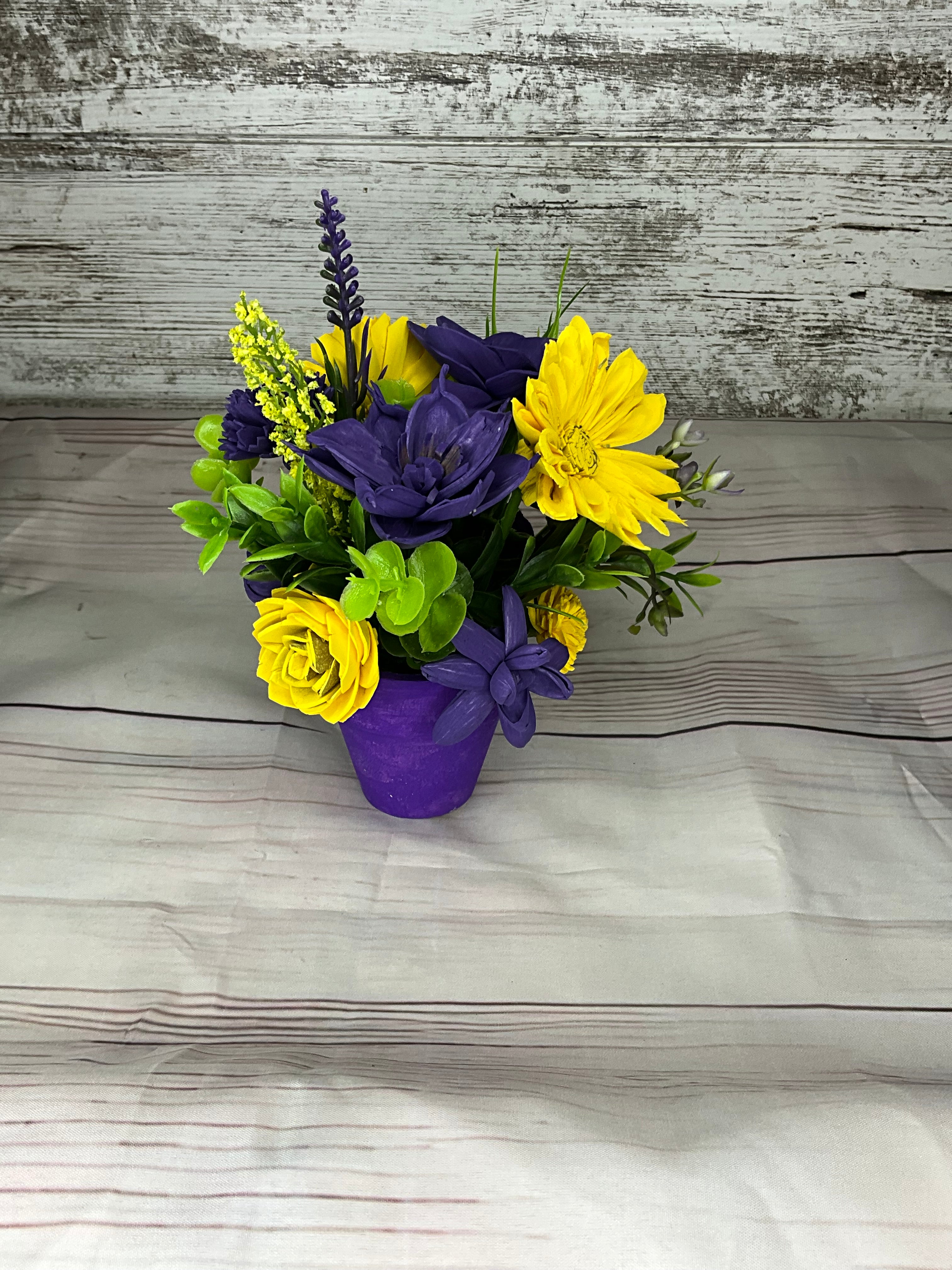 Sunshine & Lavender - Purple & Yellow Sola Wood Flower Arrangement