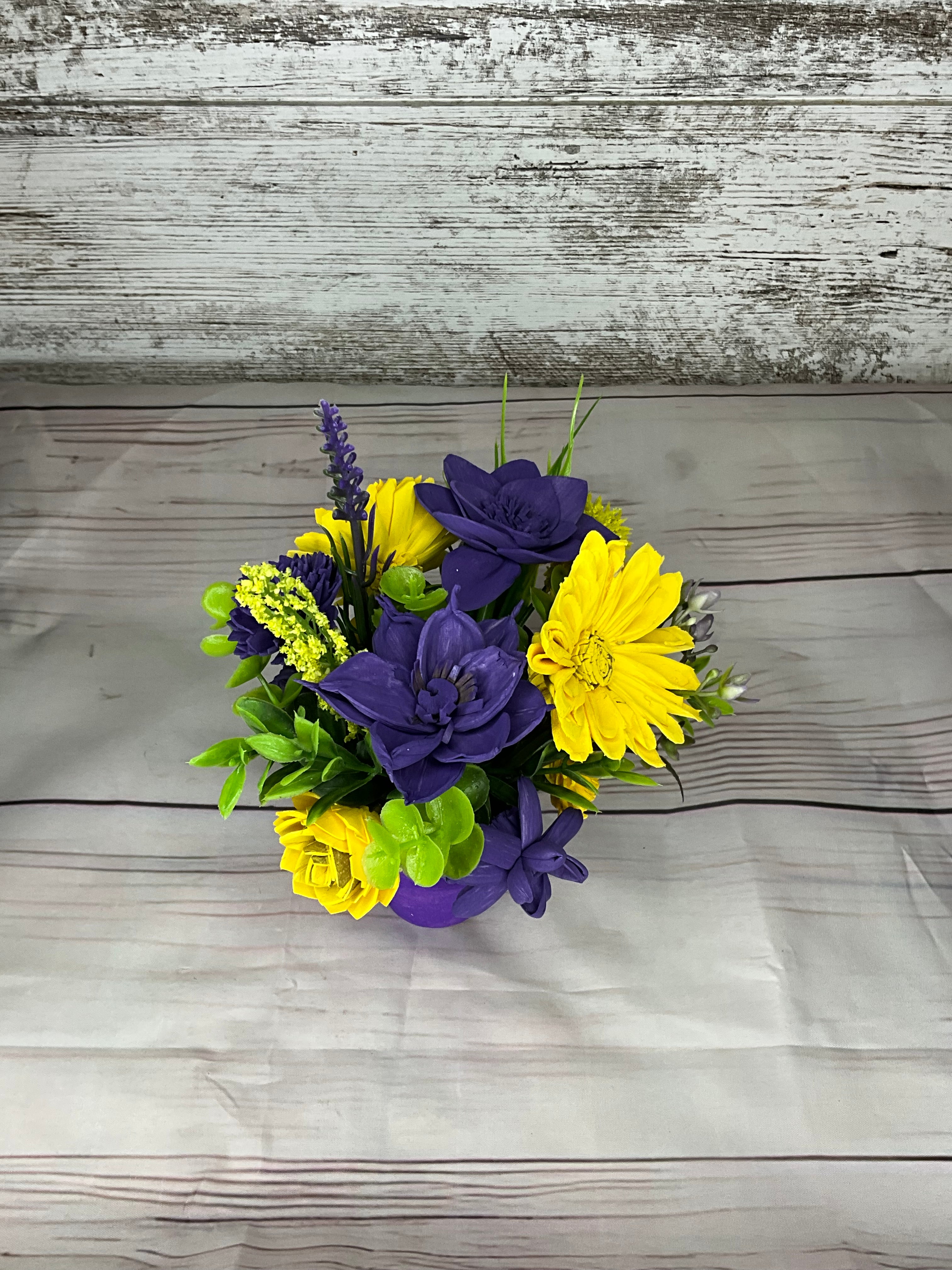Sunshine & Lavender - Purple & Yellow Sola Wood Flower Arrangement