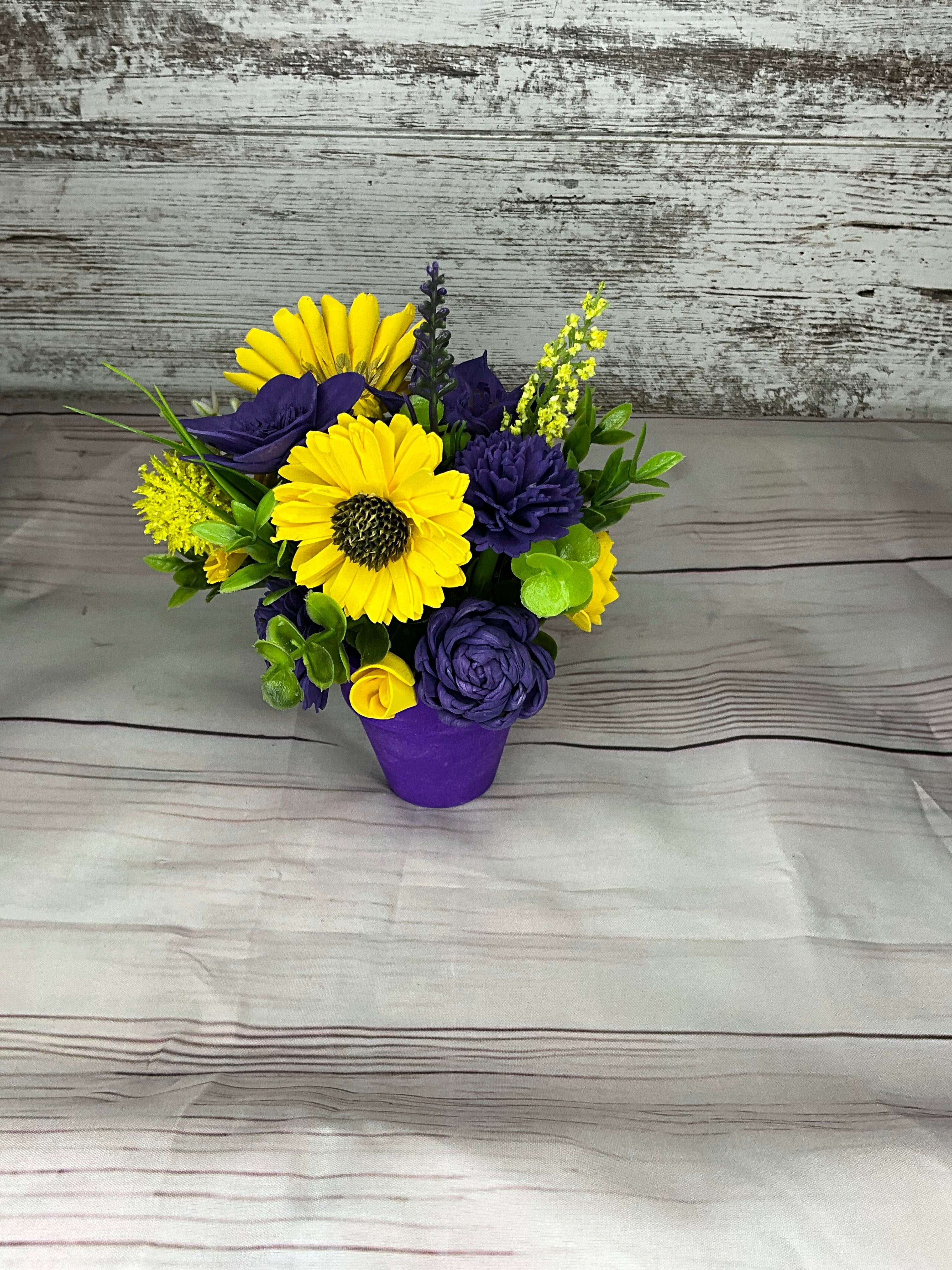 Sunshine & Lavender - Purple & Yellow Sola Wood Flower Arrangement