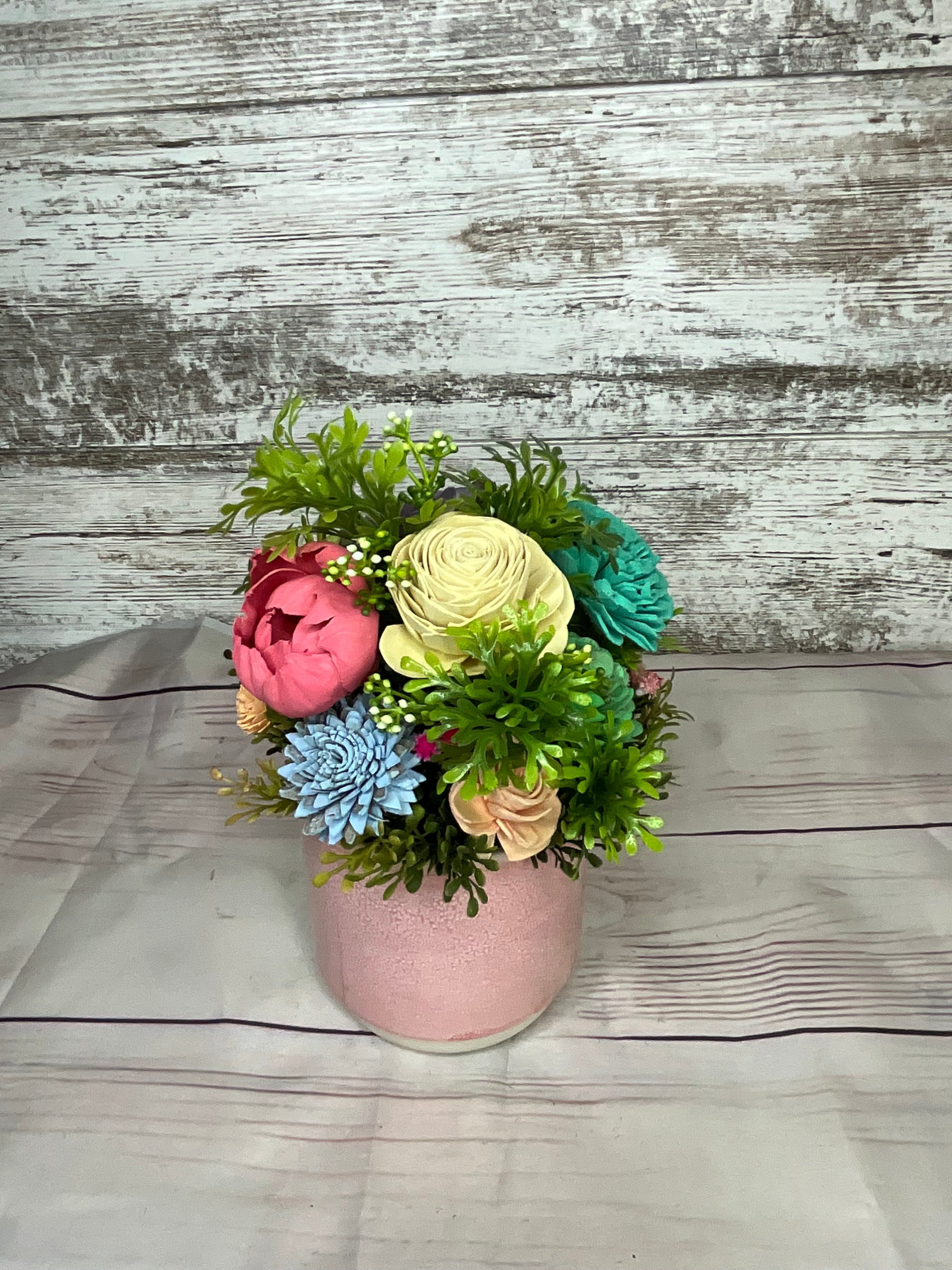 Succulent Garden Arrangement in Pink Ceramic Pot