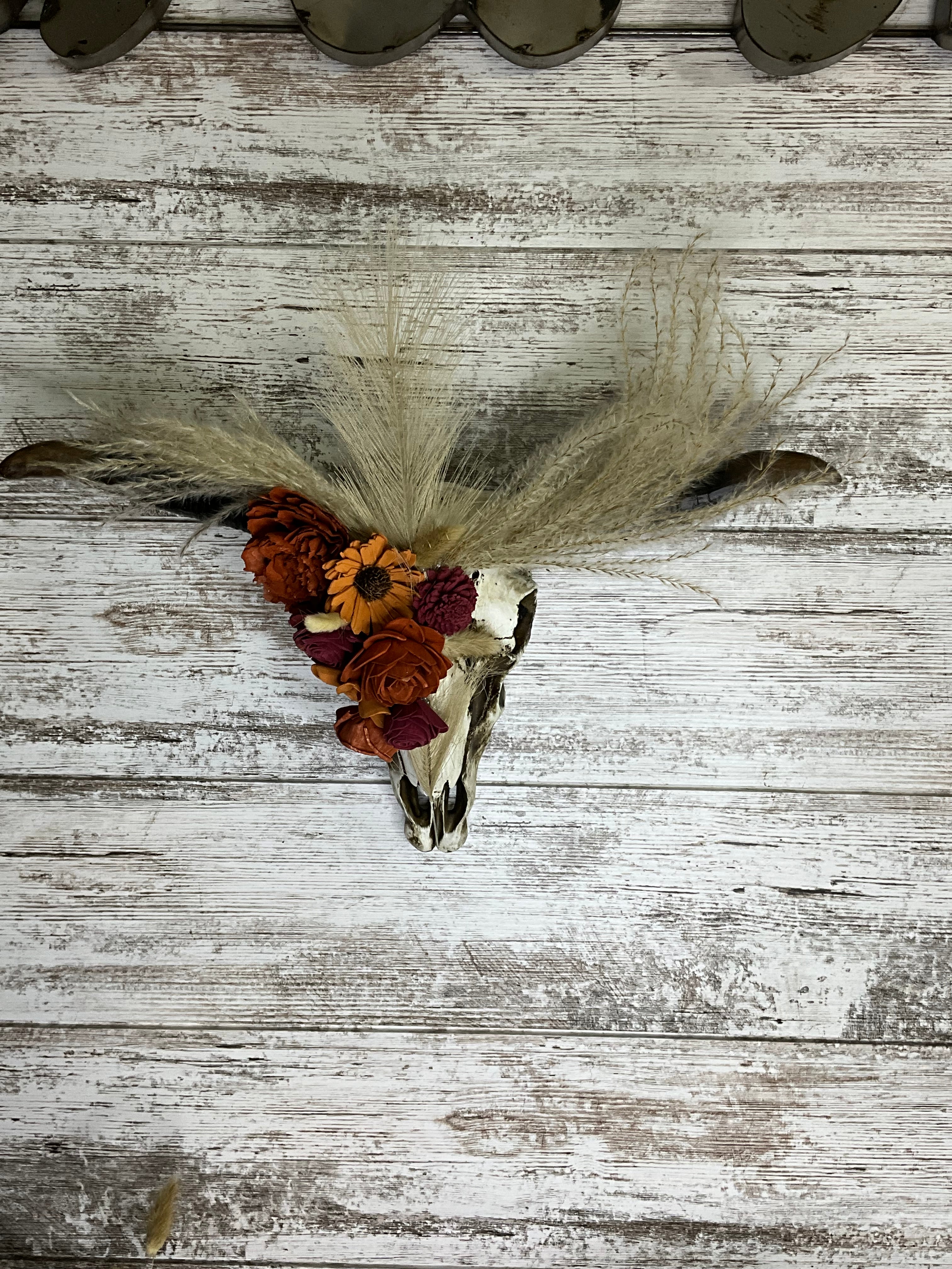 Floral Bull Skull - Rustic Boho Decor