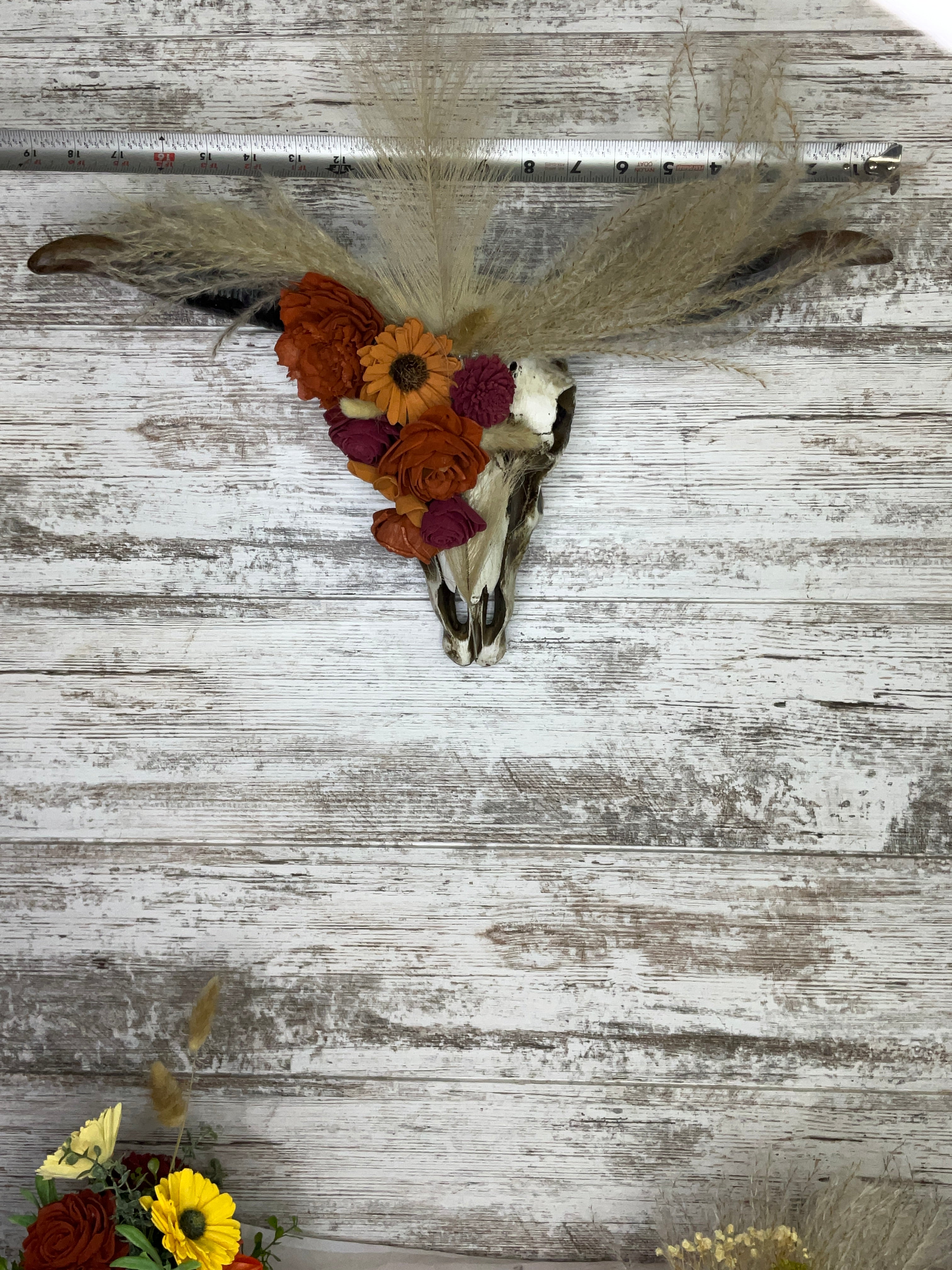 Floral Bull Skull - Rustic Boho Decor
