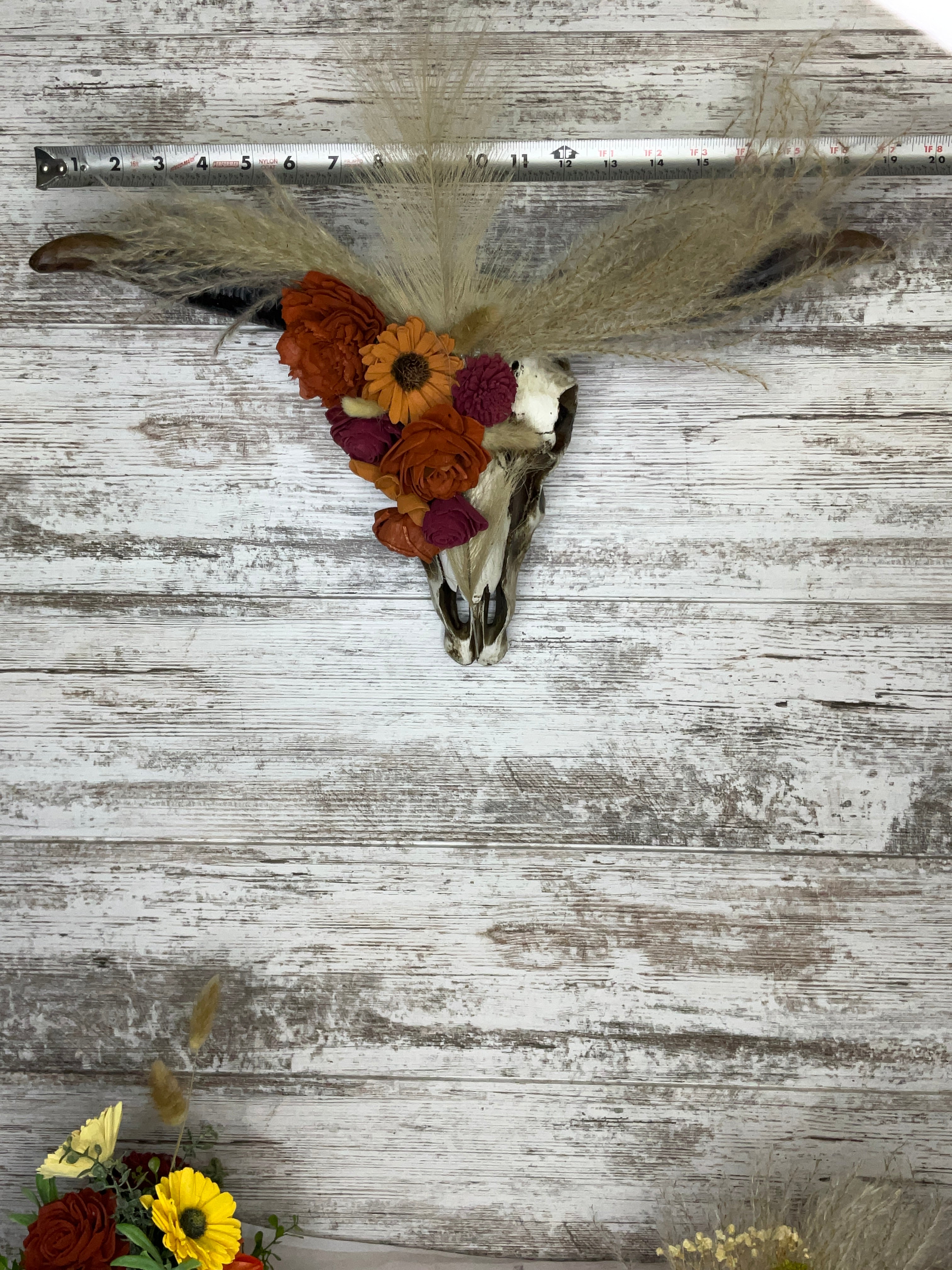 Floral Bull Skull - Rustic Boho Decor