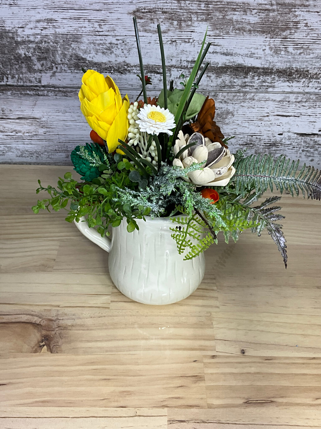 "Shitake Happens" Mushroom Mug Sola Wood Flower Arrangement