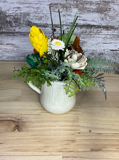 "Shitake Happens" Mushroom Mug Sola Wood Flower Arrangement